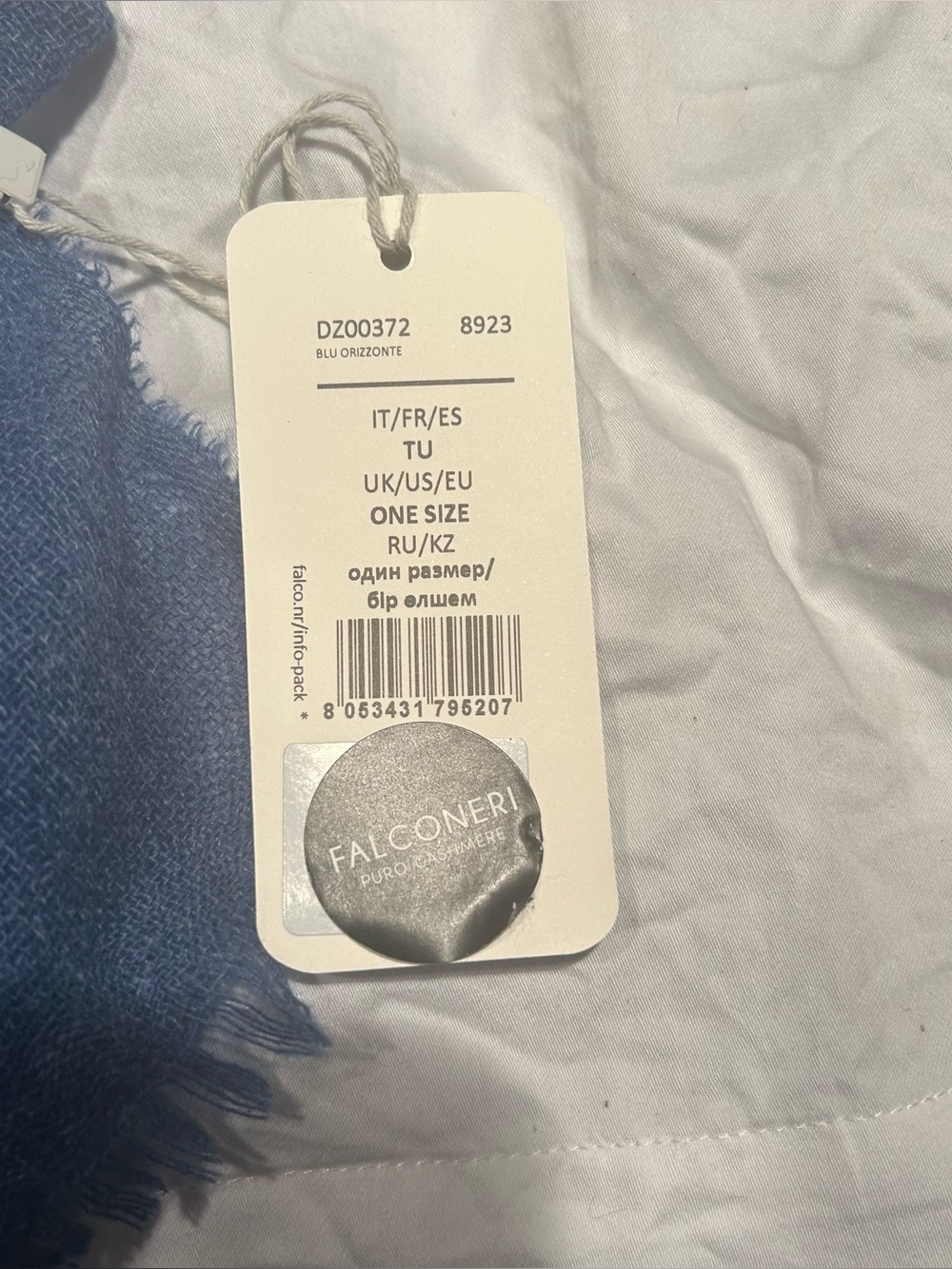 Falconeri Blue Lightweight Cashmere Scarf - Picture 3 of 3